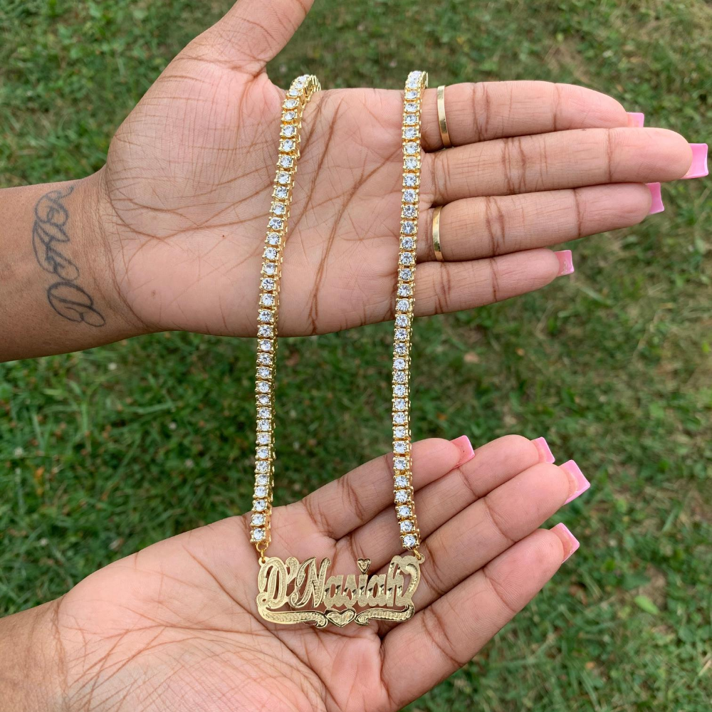 DAR Custom Tennis Nameplate Necklace DAR Custom Jewelry