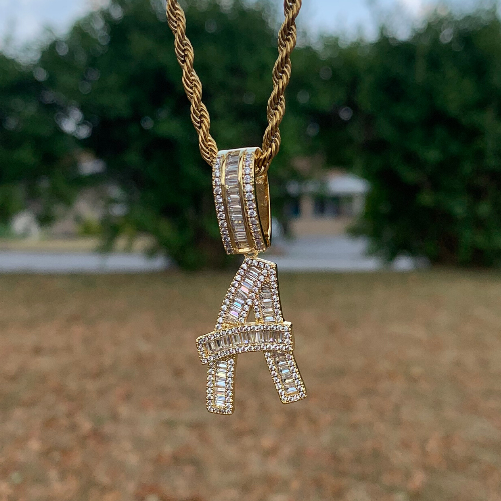 Baguette Letter Initial DAR Custom Jewelry