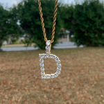 18k Gold Plated Diamond Initial Letter Pendant Necklace 