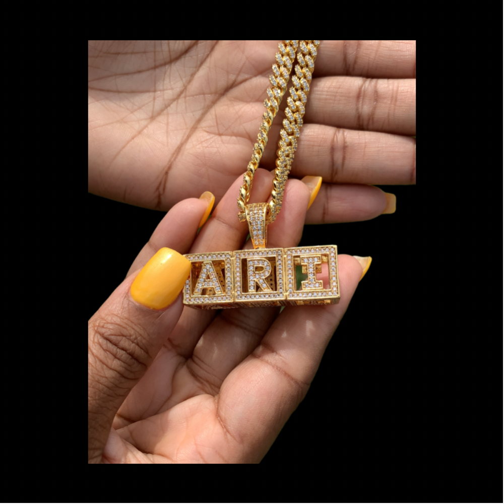 Box shop name necklace