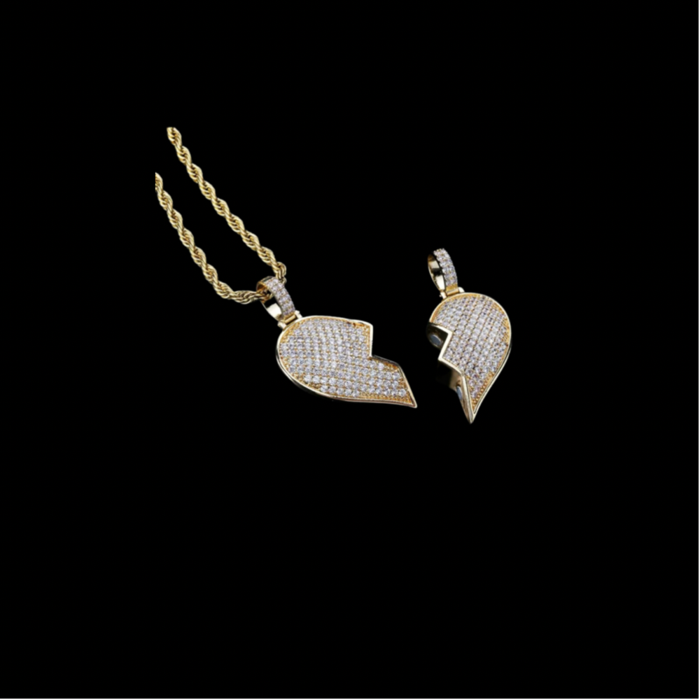 Iced out half heart best sale pendant