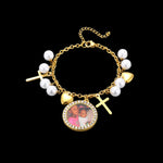 Gold Cross Picture Bracelet
