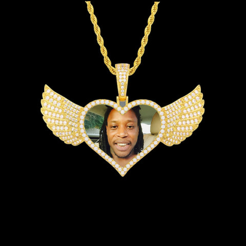 Heart Angel Wings Photo Pendant